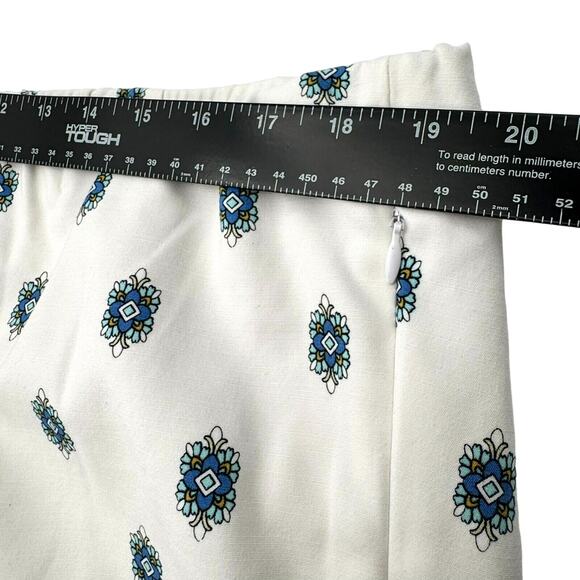 J. JILL Women's 18 White Blue Floral Boho Essential Cotton Stretch Pull On Pants - Picture 9 of 11